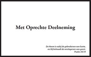 Met oprechte deelneming Bijbeltekst - map rouw
