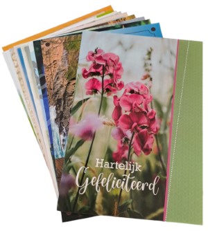 Kaarten bloemen/landschappen - Hartelijk Gefeliciteerd